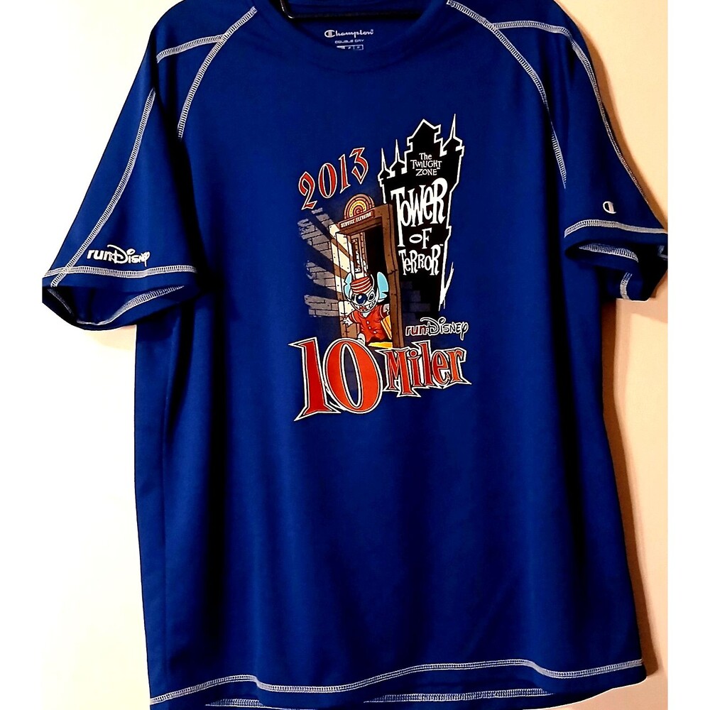 runDisney Tower of Terror 10 Miler 2013 Champion Race Shirt Disney Mens Small